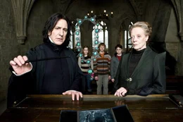 Haben alle H&auml;nde voll zu tun, um Unheil von Hogwarts abzuhalten: die Professoren Minerva McGonagall (Maggie Smith, r.) und Severus Snape (Alan Rickman, l.).