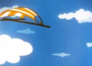 Es ist eine weite Reise, die Wickie mit dem Segel durch die Luft unternimmt. Es ist eine weite Reise, die Wickie mit dem Segel durch die Luft unternimmt.