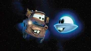 On the left: Mater (Larry the Cable Guy voice) On the left: Mater (Larry the Cable Guy voice)