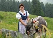 Landfrau Yvonne Bischof mit ihrer Kuh: Landfrau Yvonne Bischof mit ihrer Kuh: