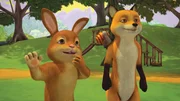 Kaninchen, Fuchs und Schnecke kommen, um mit Franklin zu spielen. Kaninchen, Fuchs und Schnecke kommen, um mit Franklin zu spielen.