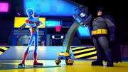 v.li.: The Atom, M.O.E., Batman