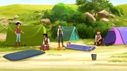 Beim Zelten: (v.l.) Lena, Angelo, Anna und Nico. Beim Zelten: (v.l.) Lena, Angelo, Anna und Nico.