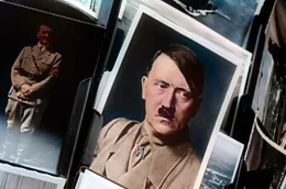 Postkarte von Adolf Hitler am Zeitungsstand.
