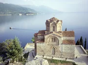 Byzantinische Kirche Sveti Kaneo am Ohrid-See, Wahrzeichen der gleichnamigen Stadt Ohrid. Byzantinische Kirche Sveti Kaneo am Ohrid-See, Wahrzeichen der gleichnamigen Stadt Ohrid.