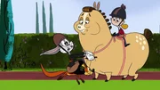 v.li.: Bugs Bunny, Squeaks the Squirrel, Puddin, Pampreen