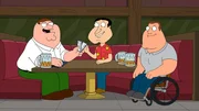 (v.l.n.r.) Peter Griffin; Glenn Quagmire; Joe Swanson
