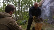 Jake teaching John Hudson how to make a smoker out of birch wood and grass. Jake teaching John Hudson how to make a smoker out of birch wood and grass.