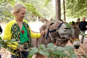Moderatorin Anna Lena Dörr bei der Eselwanderung. Moderatorin Anna Lena Dörr bei der Eselwanderung.