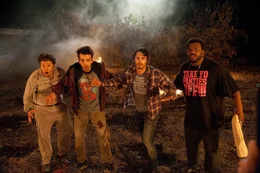 L-r, Seth Rogen, Jay Baruchel, James Franco and Craig Robinson star in Columbia Pictures' "This Is The End," also starring, Jonah Hill and Danny McBride.