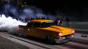 Jeff Lutz does a burnout before his race against Chuck Jeff Lutz does a burnout before his race against Chuck