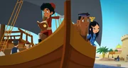 Marco,Luigi, FuFu und Shila (v.l.n.r.) helfen einem Dieb und müssen flüchten Marco,Luigi, FuFu und Shila (v.l.n.r.) helfen einem Dieb und müssen flüchten
