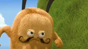 Kiwi findet den Schnurrbart, den ihm Strit ins Gesicht gemalt hat, nicht lustig. Kiwi findet den Schnurrbart, den ihm Strit ins Gesicht gemalt hat, nicht lustig.