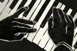 Thelonious Monk revolutionierte mit seinem Klavierspiel den New Yorker Jazz der 50er Jahre. (Zeichnung von Nicolas Debray)
