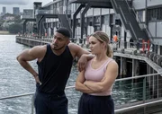 Pictured L-R: Sean Sagar as Special Agent DeShawn Jackson and Tuuli Narkle as AFP Liaison Officer Constable Evie Cooper in NCIS: Sydney episode 6, season 1, streaming on Paramount+. Pictured L-R: Sean Sagar as Special Agent DeShawn Jackson and Tuuli Narkle as AFP Liaison Officer Constable Evie Cooper in NCIS: Sydney episode 6, season 1, streaming on Paramount+.