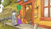 Dr. Brumm bekommt von Bibi und Dachs ein Geburtstagsst&auml;ndchen gesungen.