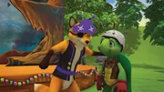 Fuchs macht Franklin für seine neuen Requisiten Mut. Fuchs macht Franklin für seine neuen Requisiten Mut.