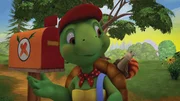 Franklin und Schnecke bringen Post zu Kaninchen.