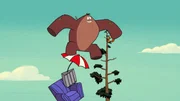 v.li.: Bigfoot, Squeaks the Squirrel