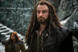 Nach und nach ergreift die Drachenkrankheit Besitz von Thorin (Richard Armitage) und macht den Zwergenk&ouml;nig selbsts&uuml;chtig und paranoid. Was schlie&szlig;lich sogar zu einem Krieg mit den Menschen und den Elben f&uuml;hrt ...