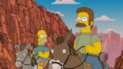 Da Maggie mal wieder nicht schlafen will, erzählt Homer (l.) ihr eine Urlaubs-Geschichte von ihm, Ned (r.) und den Familien ... Da Maggie mal wieder nicht schlafen will, erzählt Homer (l.) ihr eine Urlaubs-Geschichte von ihm, Ned (r.) und den Familien ...