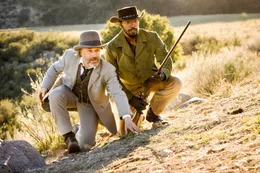 v.li.: Dr. King Schultz (Christoph Waltz), Django (Jamie Foxx)