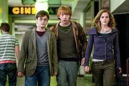 Daniel Radcliffe (Harry Potter), Rupert Grint (Ron Weasley), Emma Watson (Hermine Granger).
