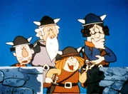 Zufrieden beobachten die Wikinger den Abzug der Graumänner. Zufrieden beobachten die Wikinger den Abzug der Graumänner.
