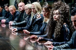 Tom Felton (Draco Malfoy), Jason Isaacs (Lucius Malfoy), Helen McCrory (Narcissa Malfoy), Helena Bonham Carter (Bellatrix Lestrange).