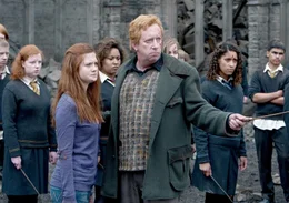 Bonnie Wright (Ginny Weasley), Mark Williams (Arthur Weasly).