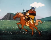 Halvar staunt nicht schlecht, als das kleine Pferd in schnellem Galopp mit ihm davonreitet. Er findet, dass es ein richtiger Donnerwettergaul ist. Halvar staunt nicht schlecht, als das kleine Pferd in schnellem Galopp mit ihm davonreitet. Er findet, dass es ein richtiger Donnerwettergaul ist.