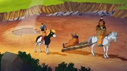 Die drei Gefährten auf dem Weg zu den heißen Quellen: (v.l.) Yakari, Stiller Fels und Fettauge. Die drei Gefährten auf dem Weg zu den heißen Quellen: (v.l.) Yakari, Stiller Fels und Fettauge.