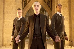 (v.li.): Josh Herdman (Gregory Goyle), Tom Felton (Draco Malfoy), Louis Cordice (Blaise Zabini).
