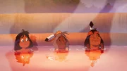 Yakari, Stiller Fels und Fettauge genießen das heiße Wasser. Yakari, Stiller Fels und Fettauge genießen das heiße Wasser.