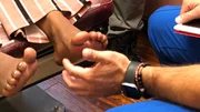 Dr. Brad gestures at Kiara Barnett&rsquo;s feet.