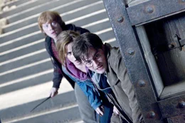 (v.li.): Rupert Grint (Ron Weasley), Emma Watson (Hermine Granger), Daniel Radcliffe (Harry Potter).