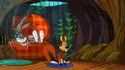 v.li.: Bugs Bunny, Squeaks the Squirrel