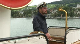 Kapit&auml;n Felix Brandauer auf dem Schaufelraddampfer Hohentwiel.