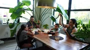 Socratis, wife, kids, and snakes sitting at dinner table Socratis, wife, kids, and snakes sitting at dinner table