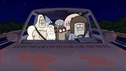v.li.: Skips, Hi-Five Ghost, Mordecai, Benson, Rigby, Pops, Muscle Man