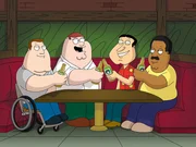 L-R: Joe Swanson (Patrick Warburton), Peter Griffin (Seth MacFarlane), Glenn Quagmire (Seth MacFarlane), Cleveland Brown (Mike Henry) L-R: Joe Swanson (Patrick Warburton), Peter Griffin (Seth MacFarlane), Glenn Quagmire (Seth MacFarlane), Cleveland Brown (Mike Henry)