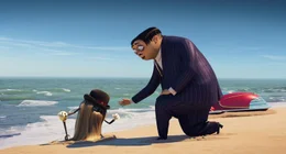 Das Ding (l.) und Gomez Addams (r.)  +++ Die Verwendung des sendungsbezogenen Materials ist nur mit dem Hinweis und Verlinkung auf RTL+ gestattet. +++