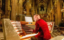 Hansj&ouml;rg Albrecht an der Orgel im Wiener Stephansdom.