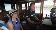 Vanessa hat den kürzesten Weg übers Usedomer Achterwasser gefunden, mit Fährmann Thomas. Vanessa hat den kürzesten Weg übers Usedomer Achterwasser gefunden, mit Fährmann Thomas.