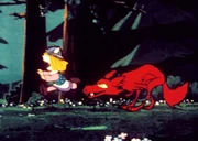 Wickie rennt um sein Leben: Er wird von einem Wolf verfolgt.