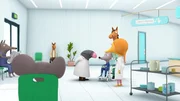 Doktor Maulwurf und Gina behandeln einen Patienten. Doktor Maulwurf und Gina behandeln einen Patienten.