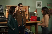 (v.l.n.r.) Lois Lane (Bitsie Tulloch); Clark Kent (Tyler Hoechlin); Lana Lang Cushing (Emmanuelle Chriqui)