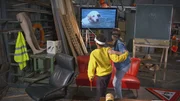Lina und Jamey testen, wie sich ein blinder Hund fortbewegt. Lina und Jamey testen, wie sich ein blinder Hund fortbewegt.