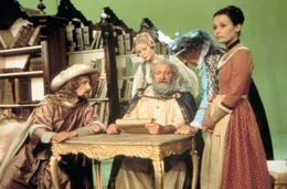 Im Himmel, von links: Nantwein (Gerd Anthoff), Vroni  (Evelyn Palek), der heilige Portner (Gustl  Bayrhammer) und Marei (Yvonne Brosch).