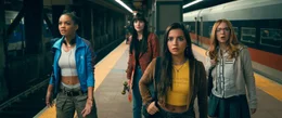 Mattie Franklin (Celeste O&iacute;Connor), Cassandra Webb (Dakota Johnson), Anya Corazon (Isabela Merced), and Julia Cornwall (Sydney Sweeney) in Columbia Pictures&iacute; MADAME WEB.